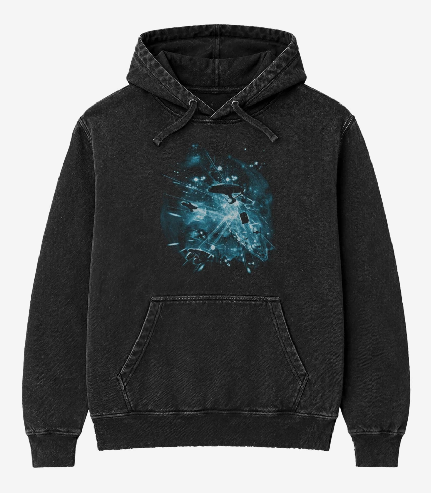 Poleron Canguro Acid Wash Negro de guerra de las galaxias