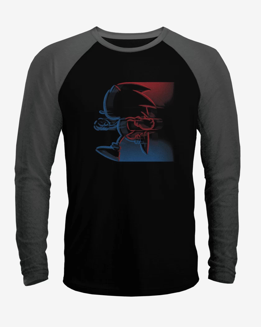 Polera Raglan Negro / Negro Heather de Sonic 2