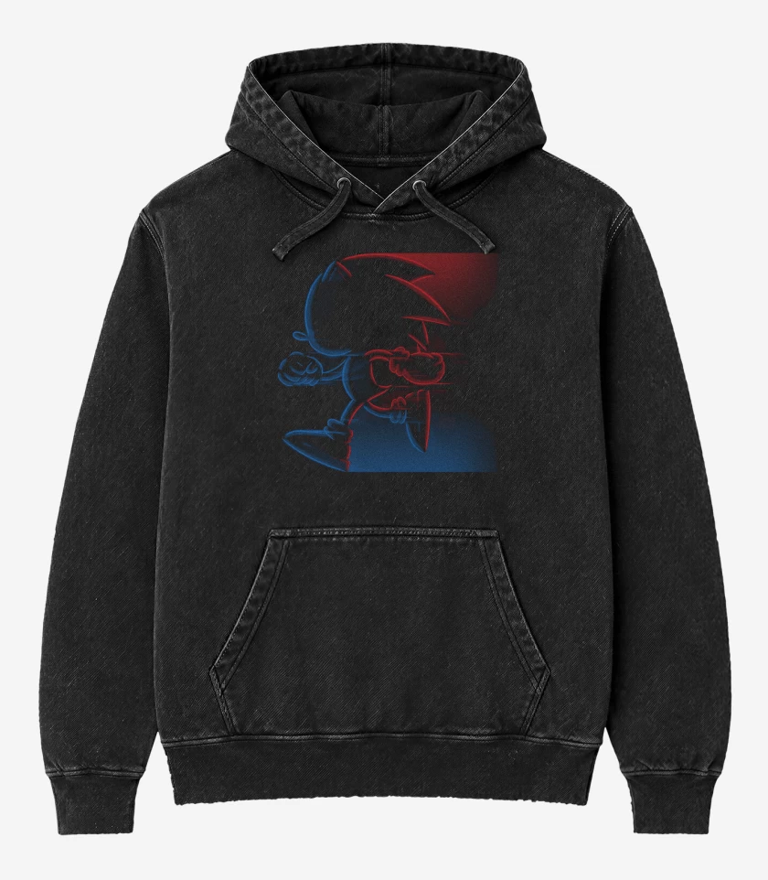 Poleron Canguro Acid Wash Negro de Sonic 2