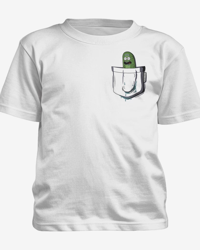 Polera de niño Pickle rick de bolsillo
