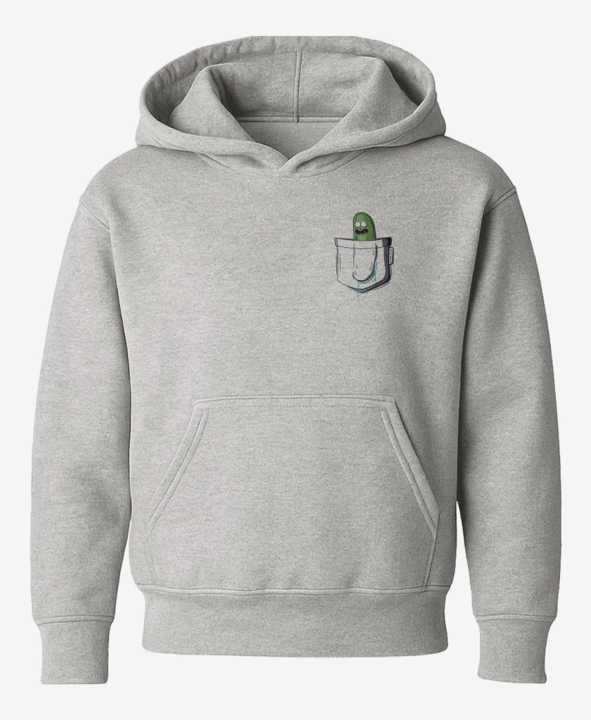 Poleron de niño Gris Melange de Pickle rick de bolsillo