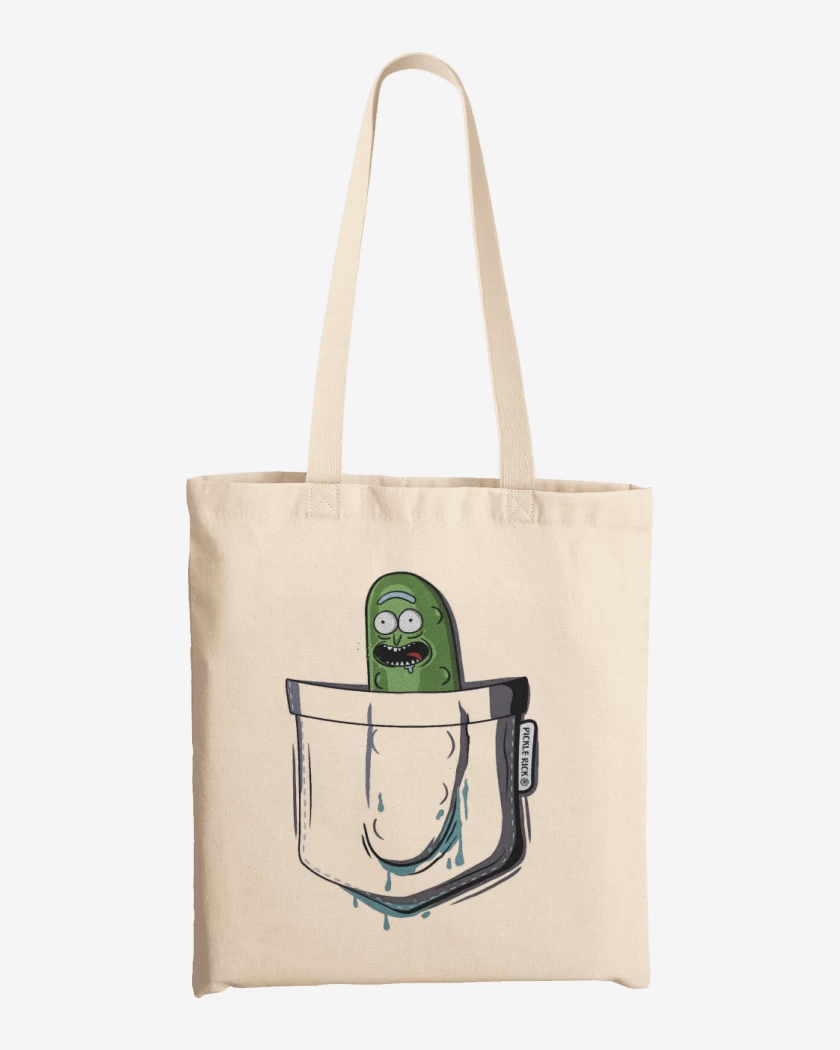 Totebag Pickle rick de bolsillo