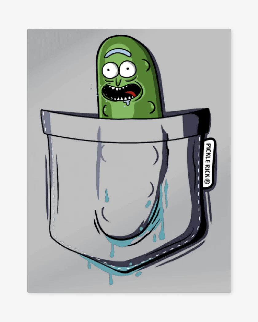 Print metalico Gris Melange de Pickle rick de bolsillo