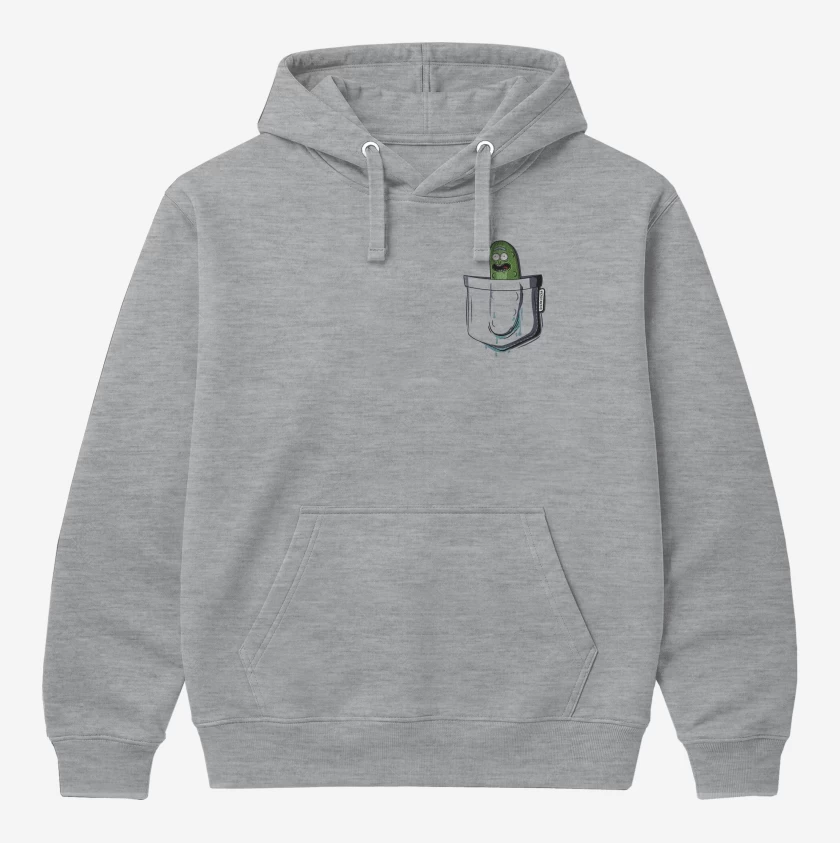 Polerón Canguro Gris Melange de Pickle rick de bolsillo