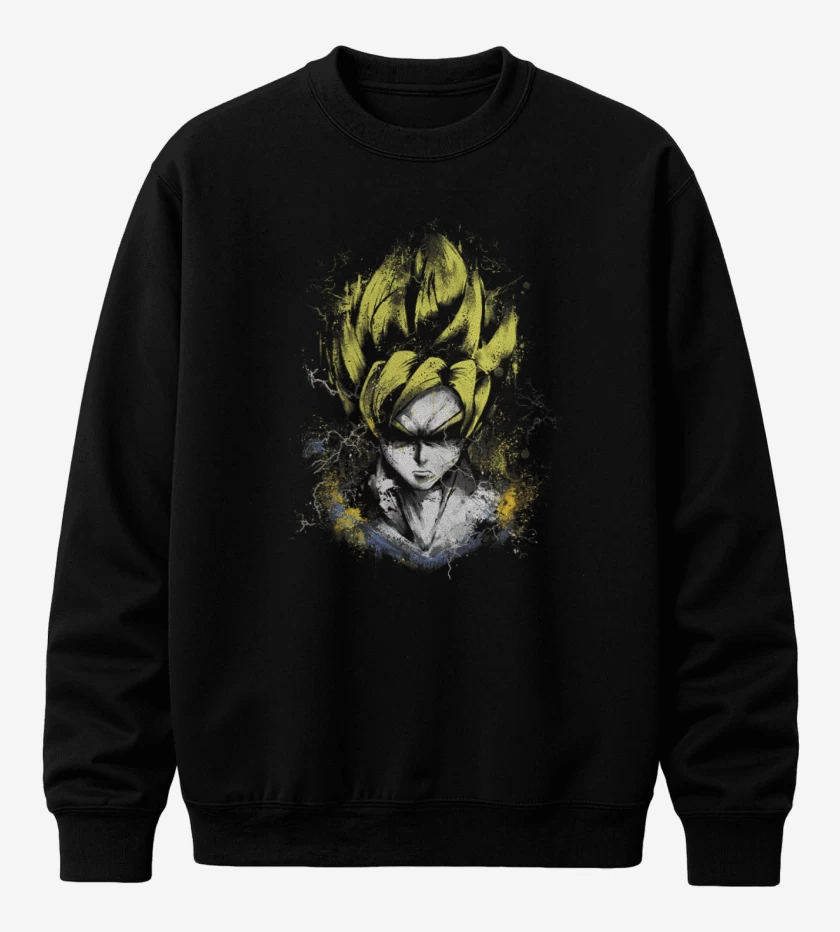 Poleron polo Negro de Goku super saiyajin
