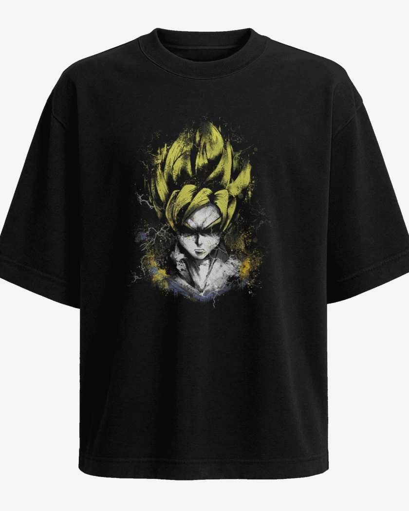 Polera Oversize Negro de Goku super saiyajin