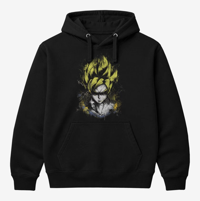 Polerón Canguro Negro de Goku super saiyajin