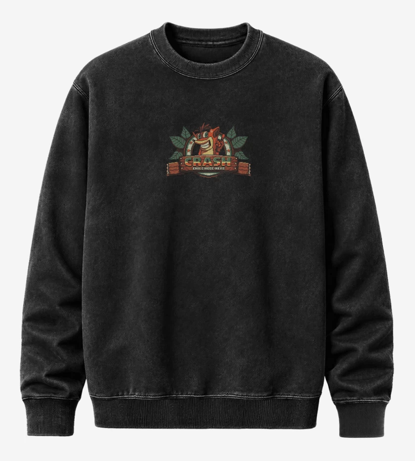 Poleron Polo Acid Wash Negro de crash pecho