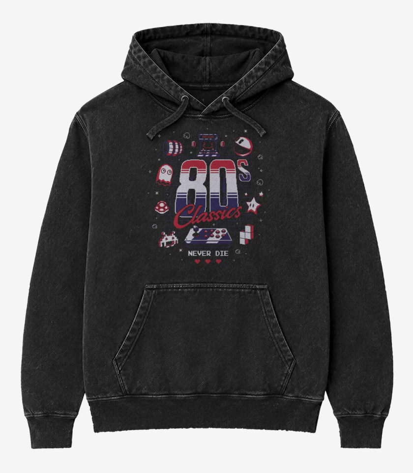 Poleron Canguro Acid Wash Negro de Classics never die