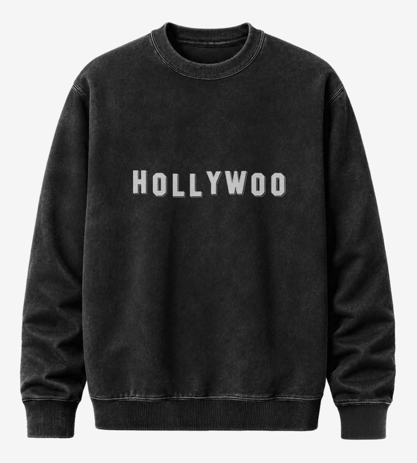 Poleron Polo Acid Wash Negro de Holywoo