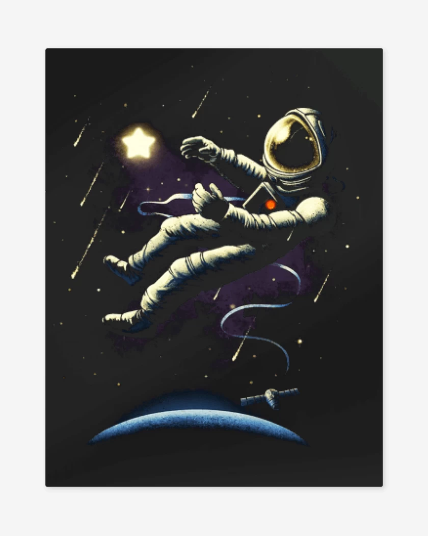 Print metalico Negro de Astronauta 12
