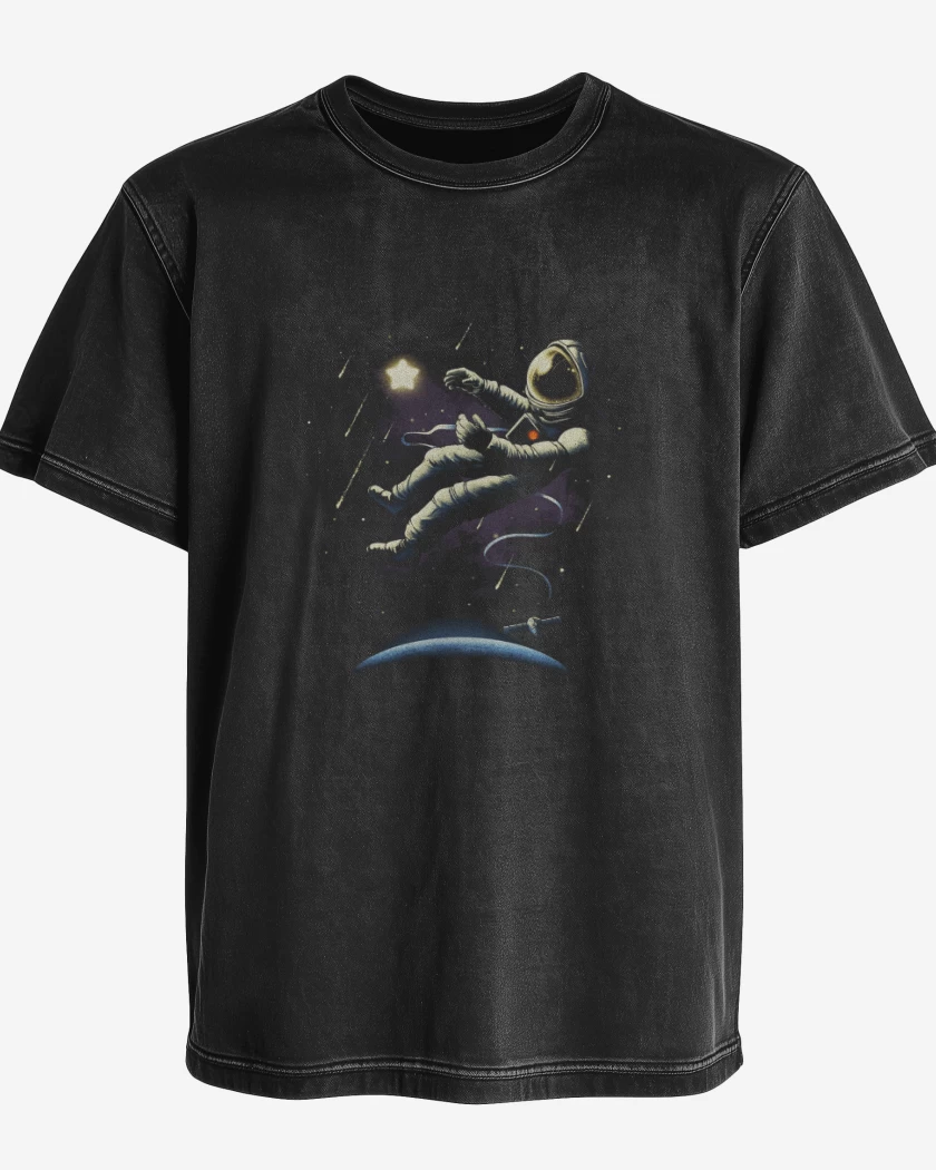 Polera desgastada Negro de Astronauta 12
