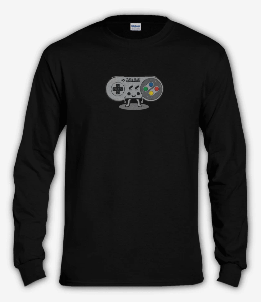 Polera manga larga Negro de joistick nes 
