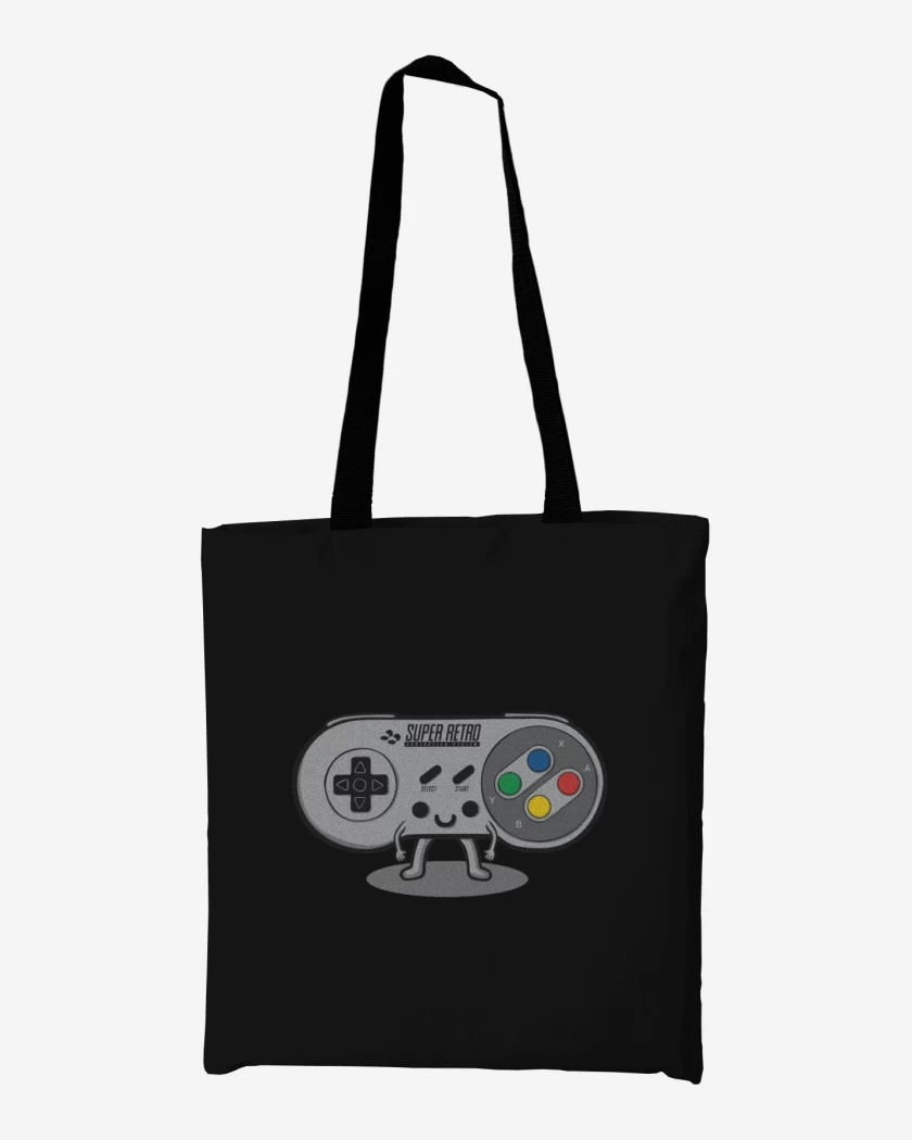 Totebag Negro de joistick nes 
