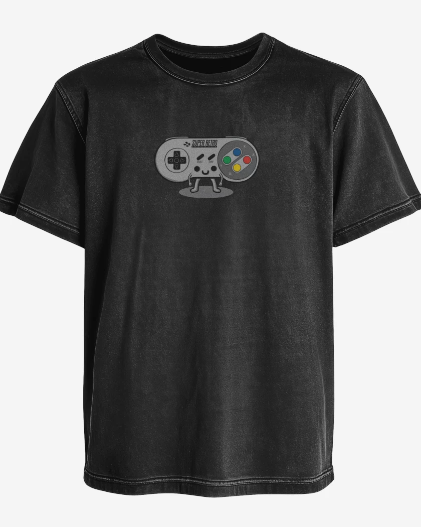 Polera desgastada Negro de joistick nes 