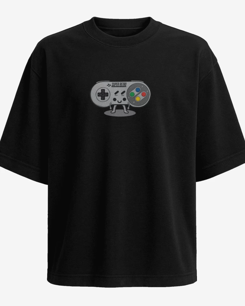 Polera Oversize Negro de joistick nes 