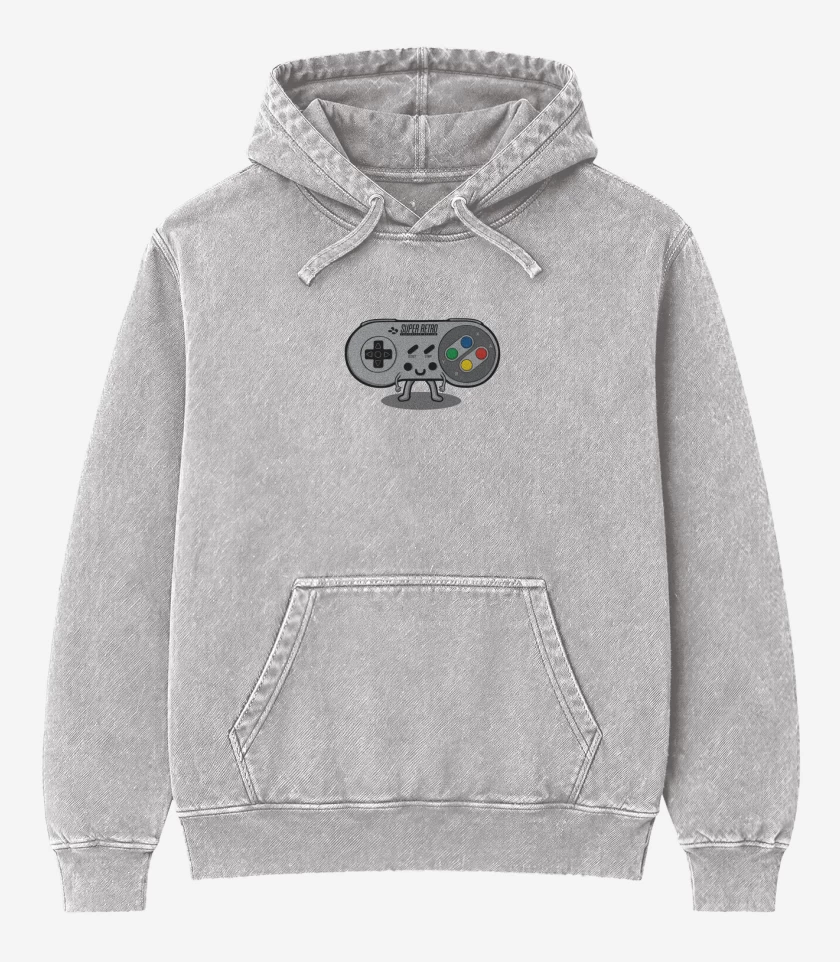 Poleron Canguro Acid Wash Gris Melange de joistick nes 