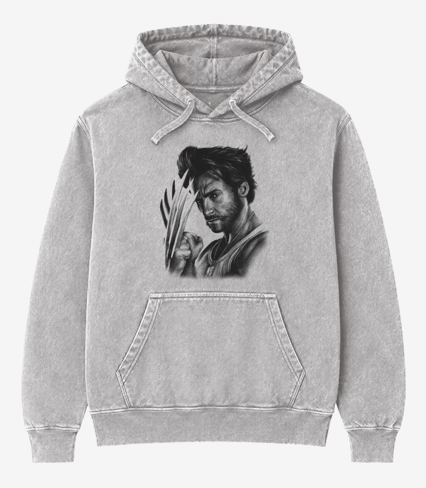 Poleron Canguro Acid Wash Gris Melange de Logan full color