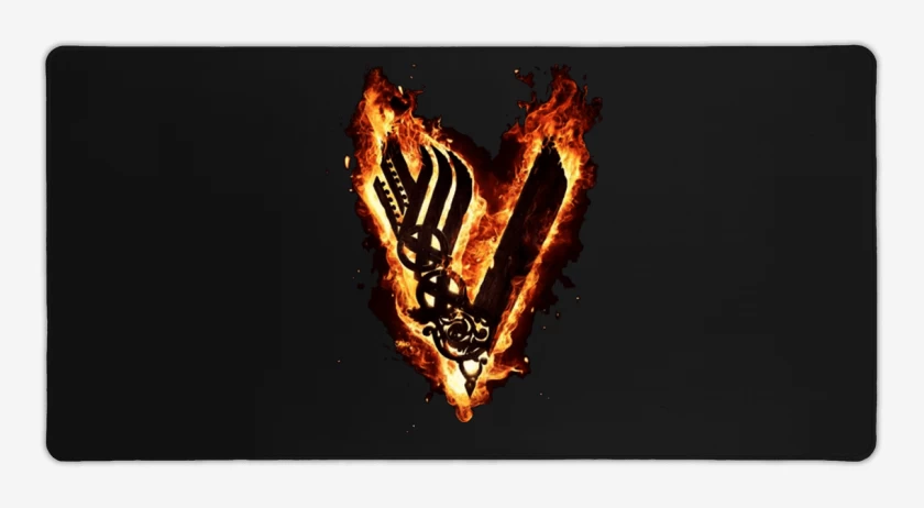 Mouse pad Gamer Negro de Vikings fuego