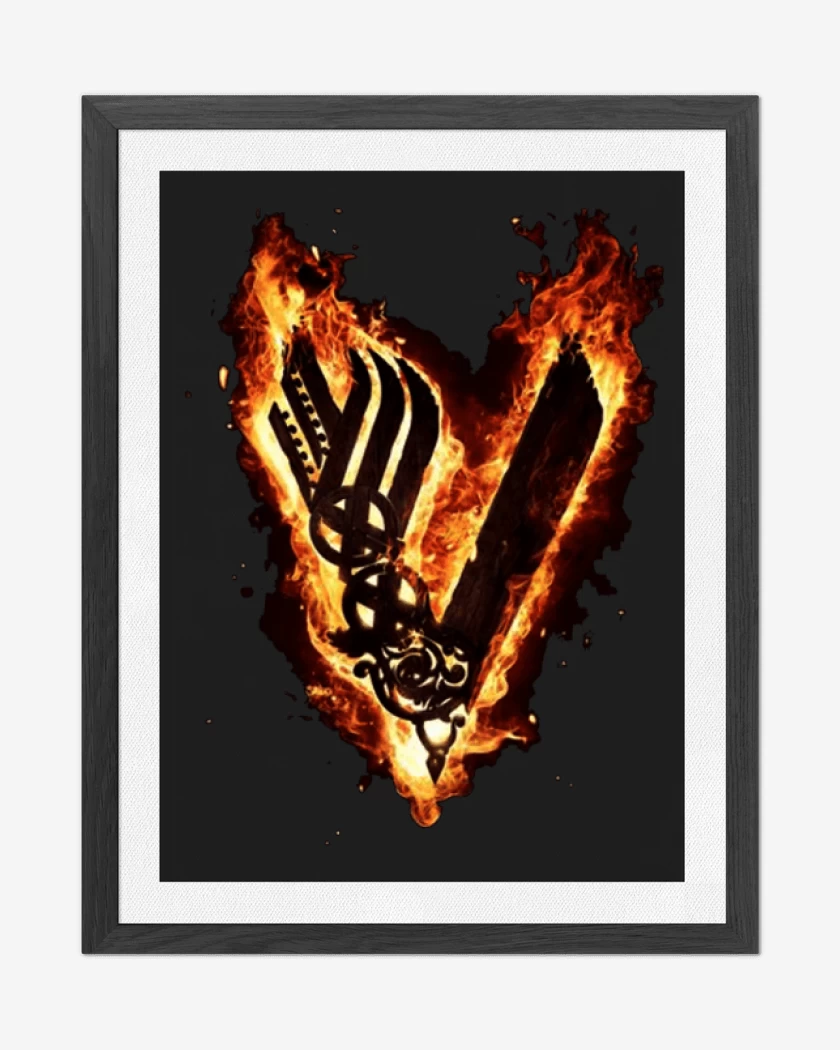 Cuadro decorativo Negro de Vikings fuego