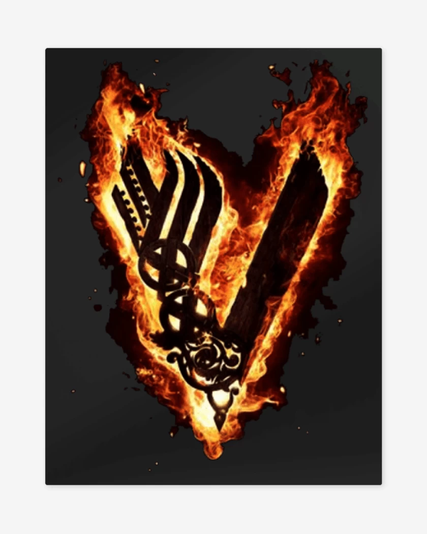 Print metalico Negro de Vikings fuego