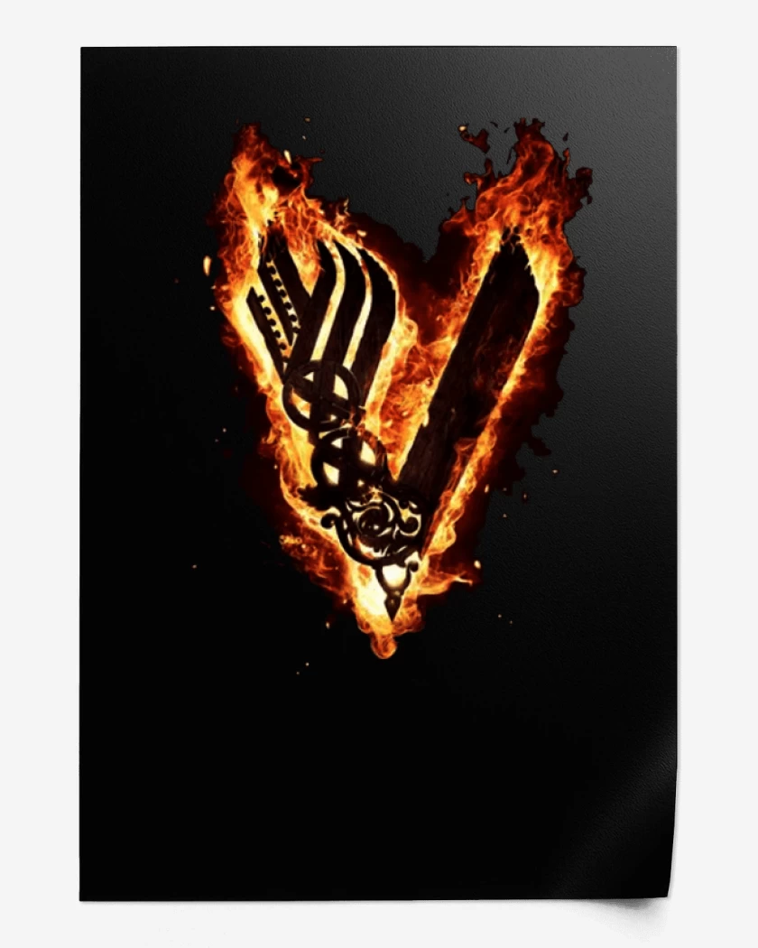 Print Negro de Vikings fuego