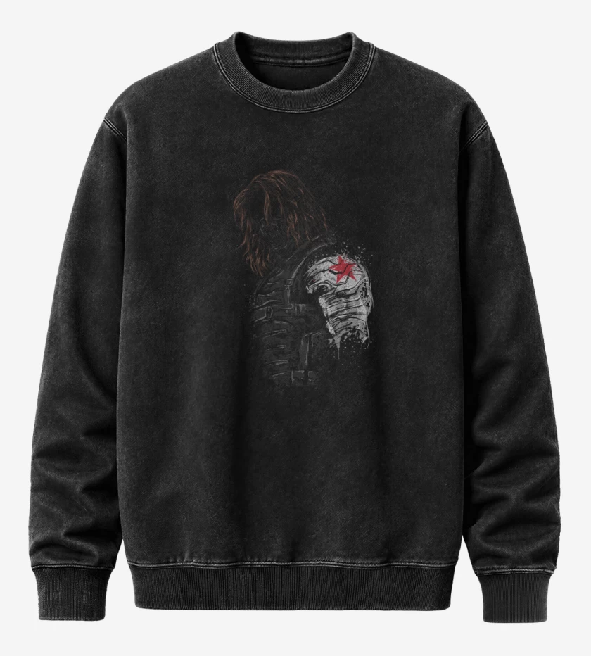 Poleron Polo Acid Wash Negro de Winter soldier