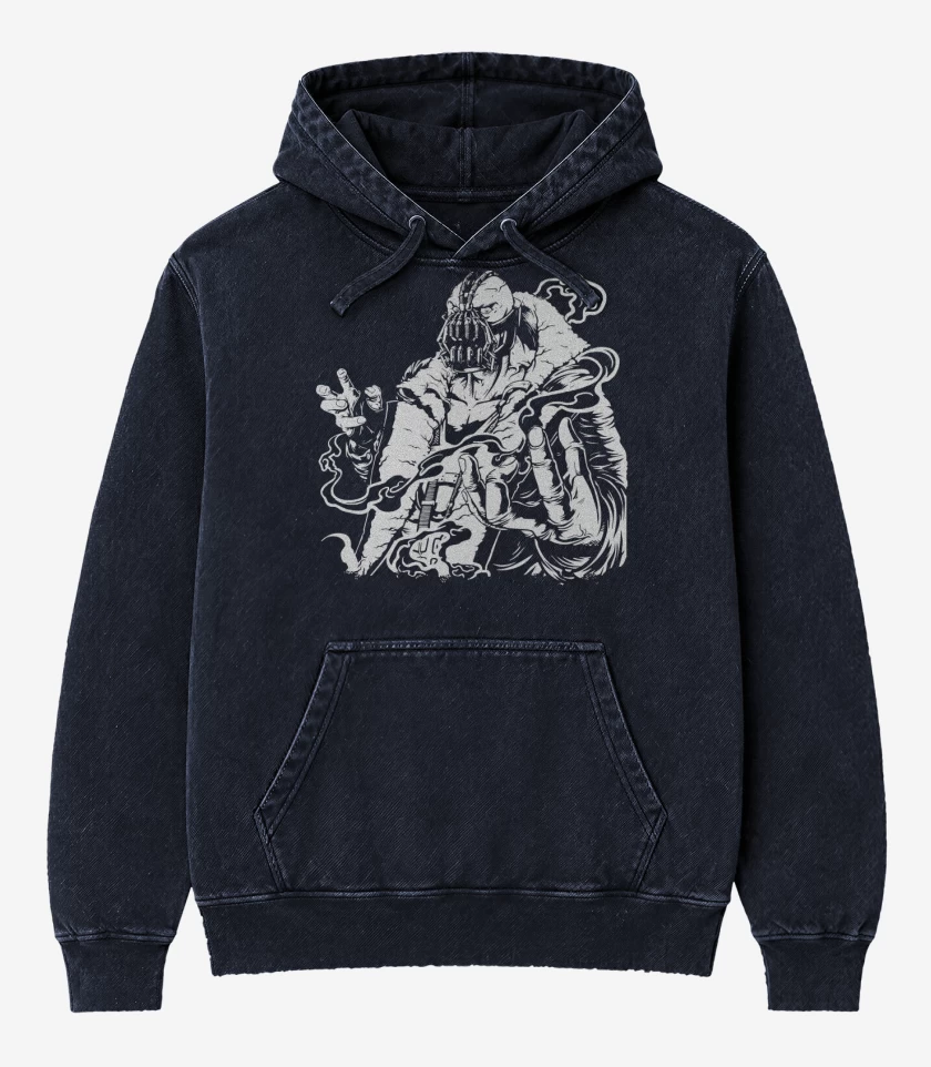 Poleron Canguro Acid Wash Azul Marino de Pelao enojao