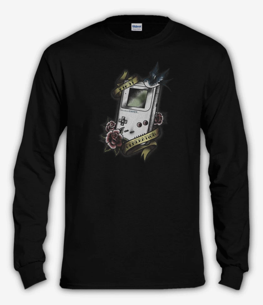 Polera manga larga Negro de Old school gamers