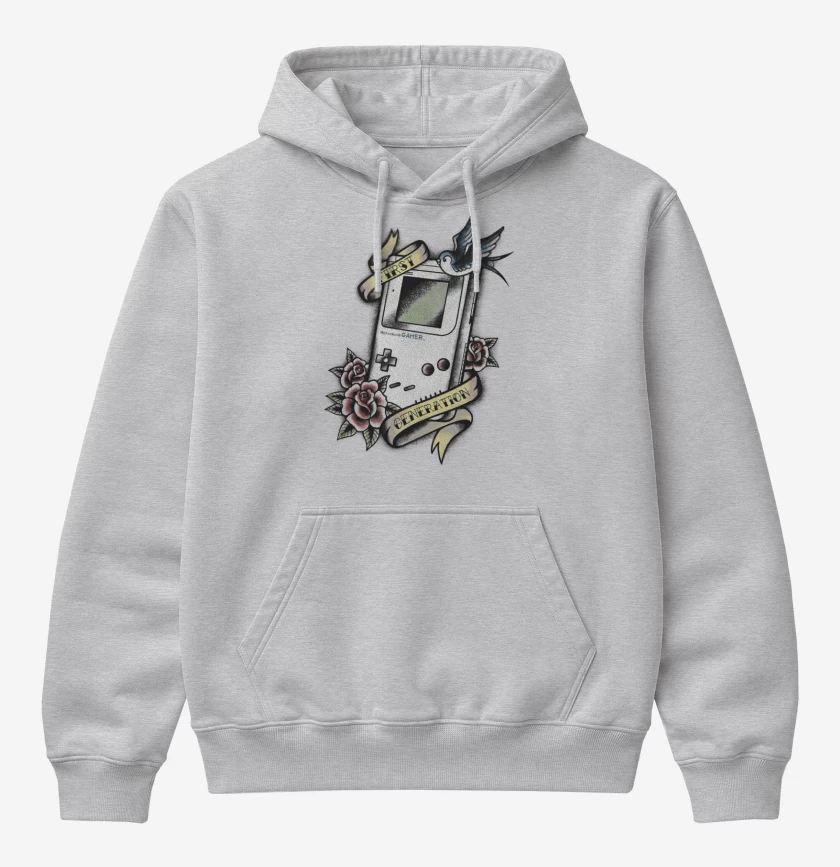 Poleron Canguro básico Gris Melange de Old school gamers