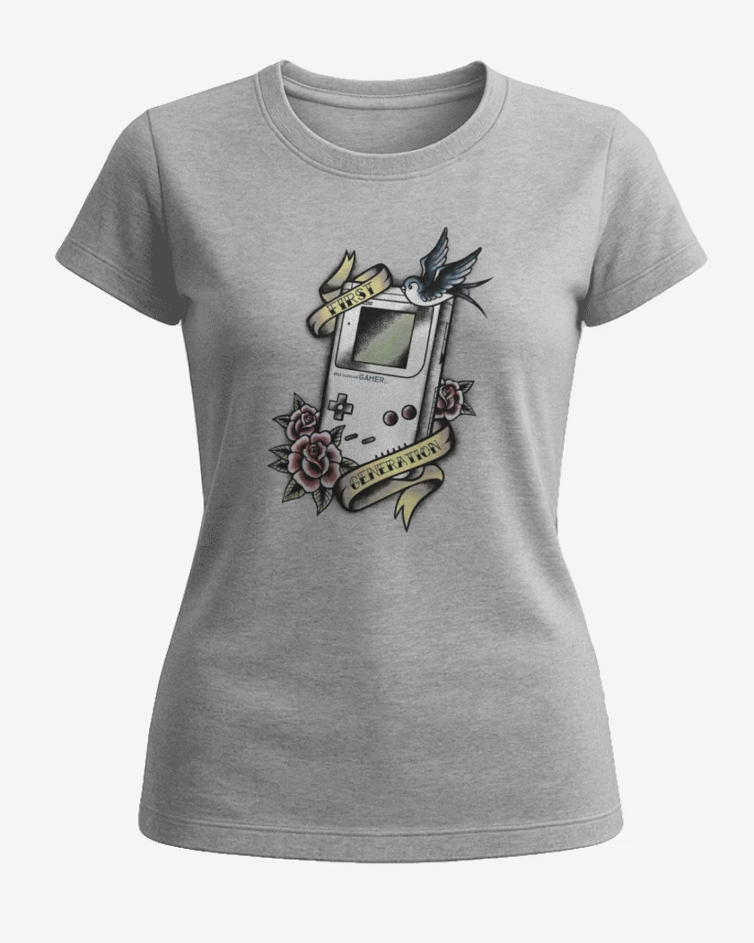 Polera de Mujer Gris Melange de Old school gamers