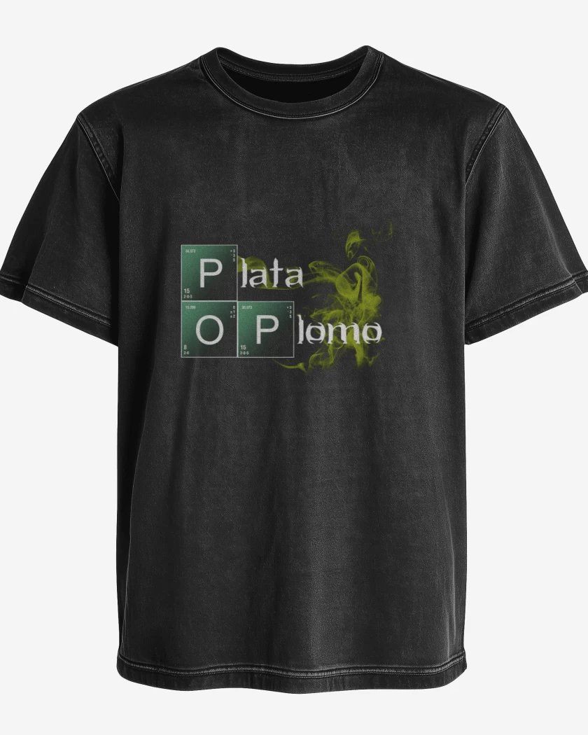 Polera desgastada Negro de Plata o plomo