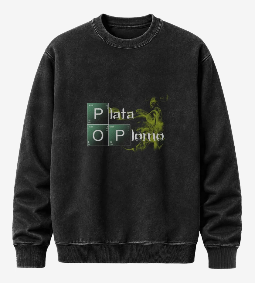 Poleron Polo Acid Wash Negro de Plata o plomo