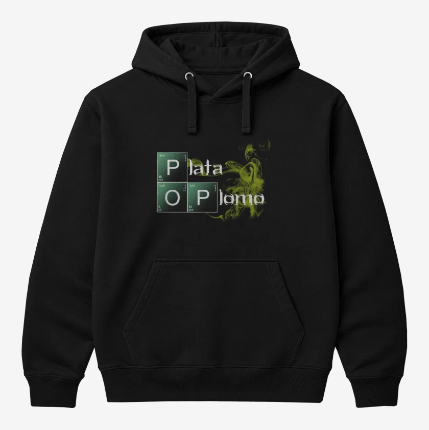 Polerón Canguro Negro de Plata o plomo