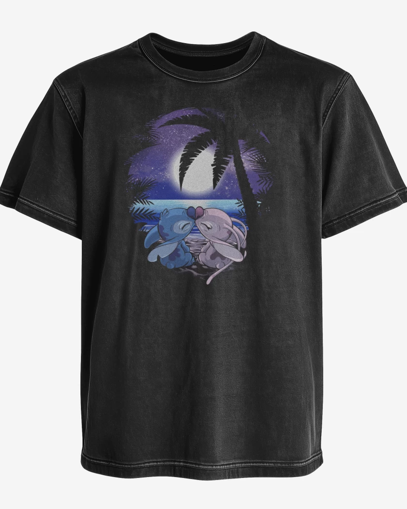 Polera desgastada Negro de Love stitch
