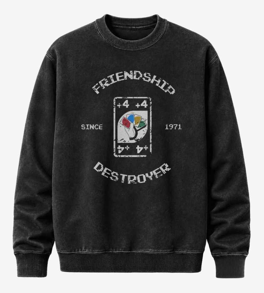 Poleron Polo Acid Wash Negro de friendhip destroyer