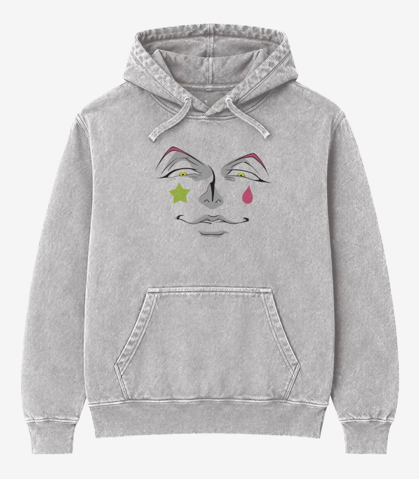 Poleron Canguro Acid Wash Gris Melange de Hisoka 2