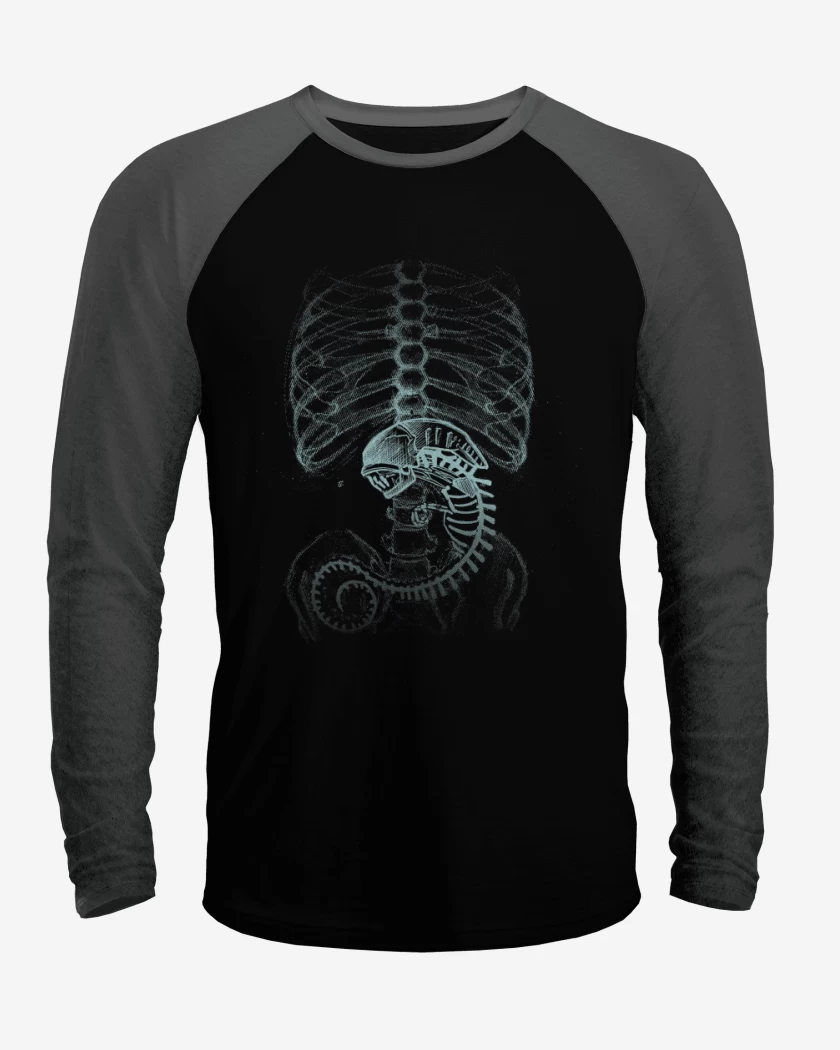 Polera Raglan Negro / Negro Heather de Veintre alien