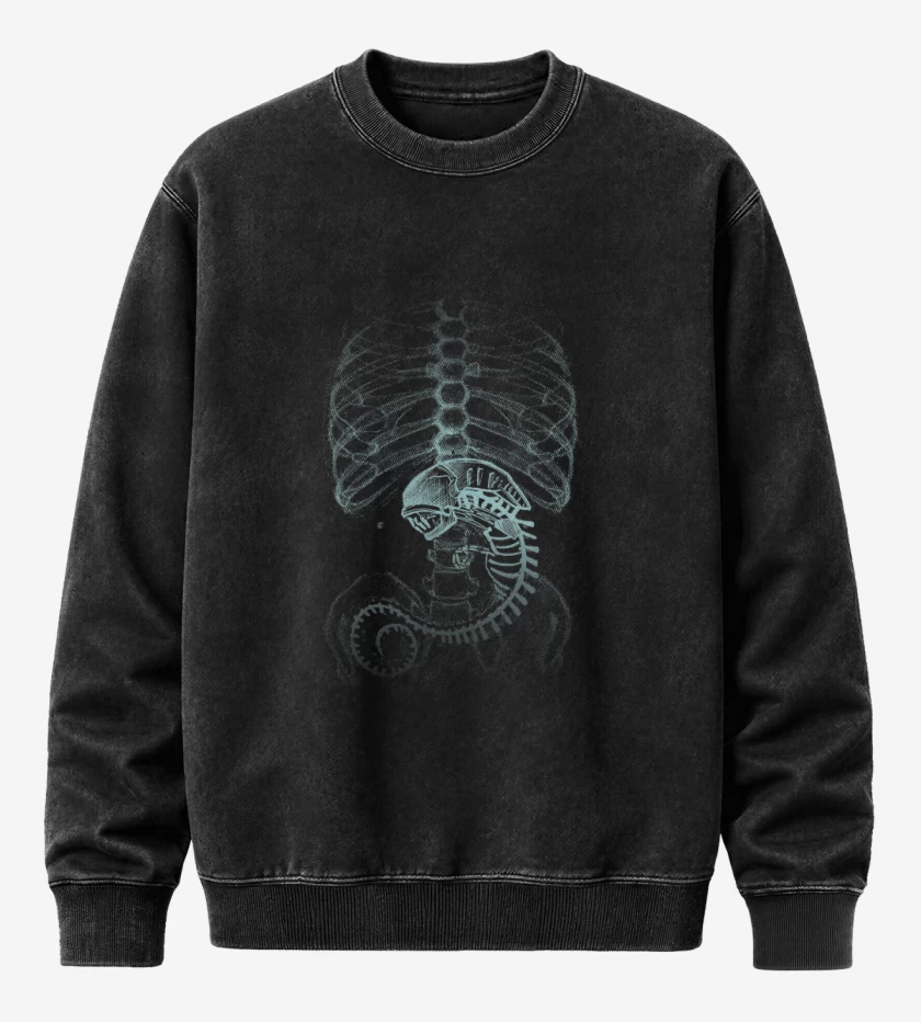 Poleron Polo Acid Wash Negro de Veintre alien