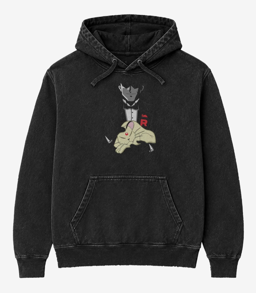 Poleron Canguro Acid Wash Negro de Giovanni