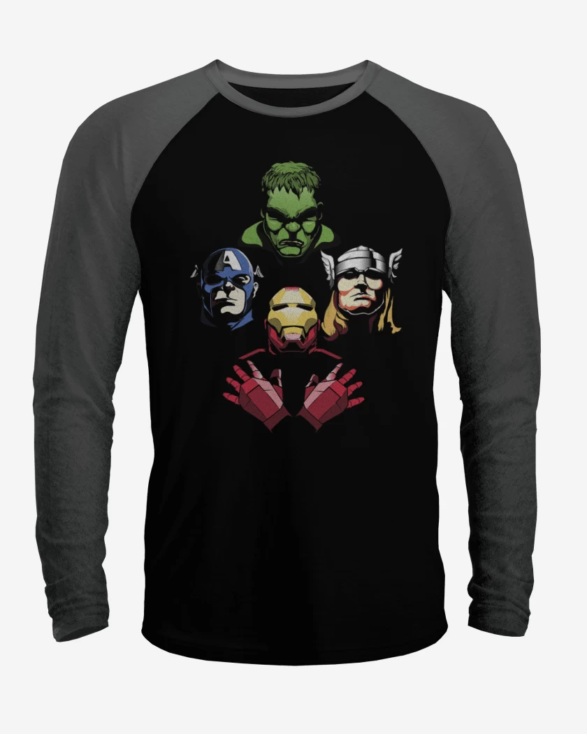 Polera Raglan Negro / Negro Heather de Rhapsody marvel