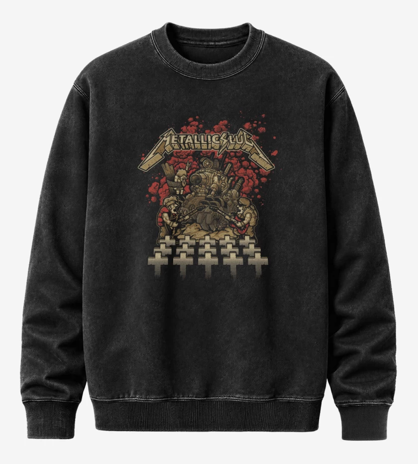 Poleron Polo Acid Wash Negro de Metallic slug