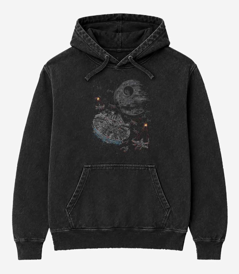 Poleron Canguro Acid Wash Negro de Star wars 3 