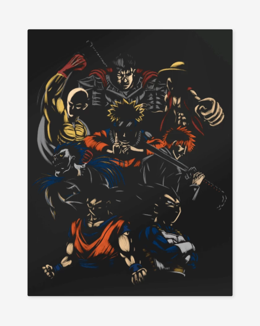 Print metalico Negro de Goku vegeta y los demas