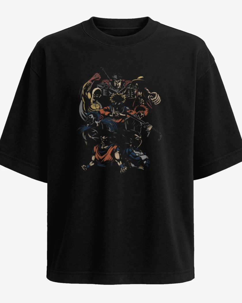 Polera Oversize Goku vegeta y los demas