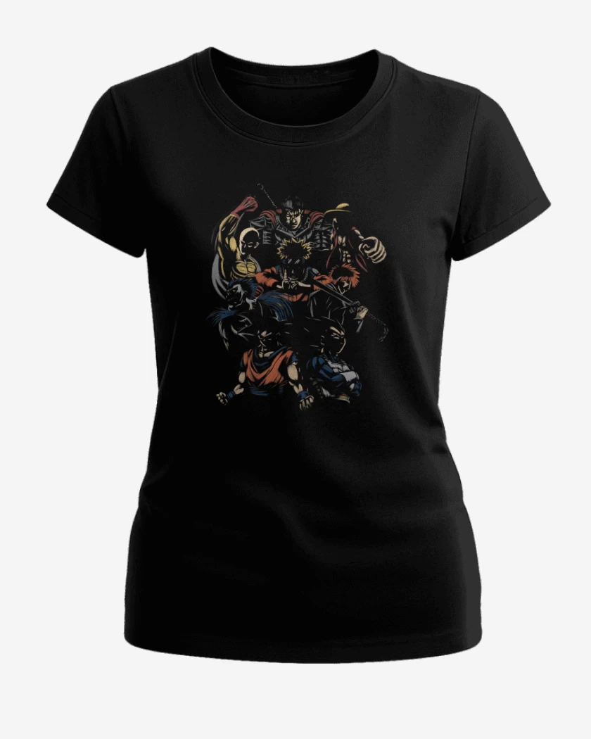 Polera de Mujer Negro de Goku vegeta y los demas