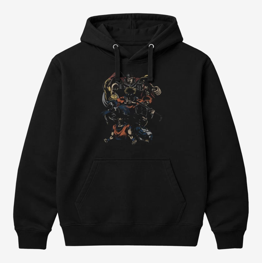 Polerón Canguro Negro de Goku vegeta y los demas