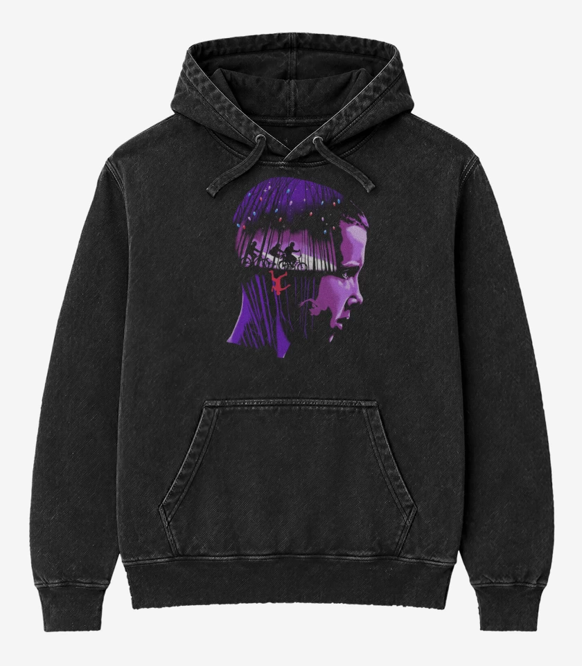 Poleron Canguro Acid Wash Negro de Eleven