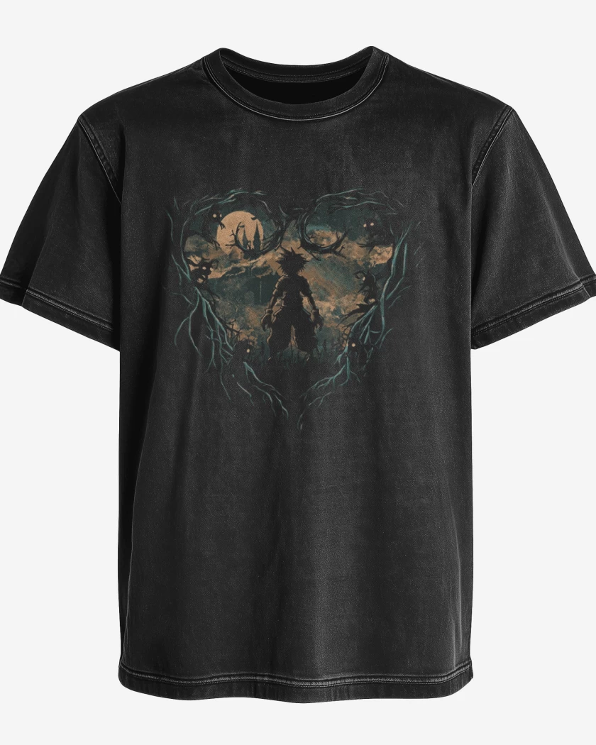 Polera desgastada Negro de Kingdom hearts 4