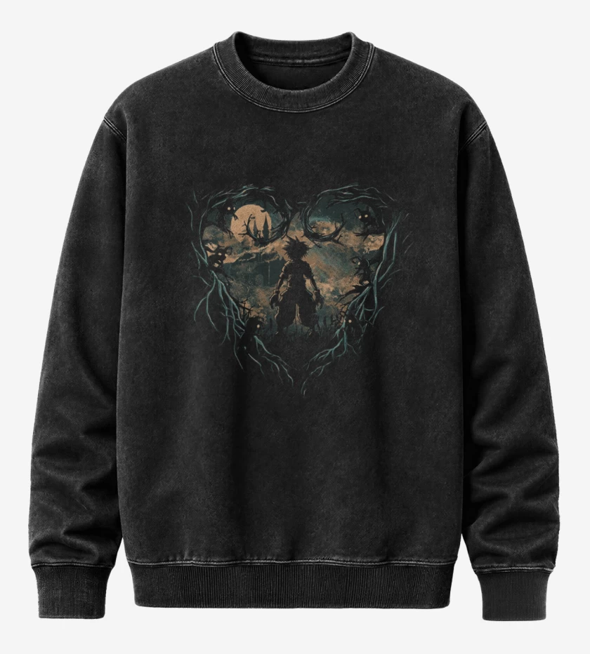 Poleron Polo Acid Wash Negro de Kingdom hearts 4